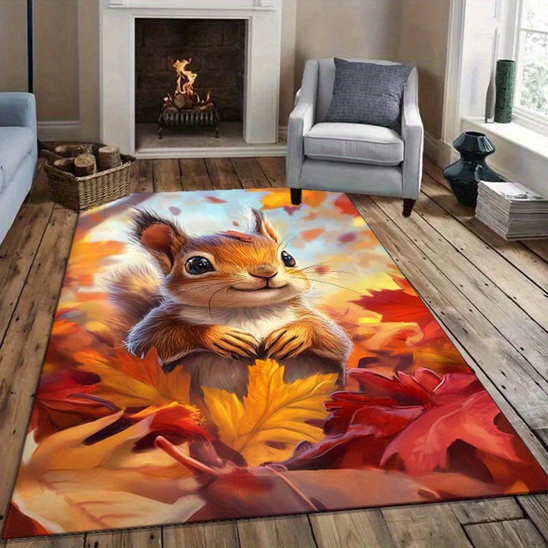 Interior Design Living Room Ideas - Осенний ковер с белкой для уютных