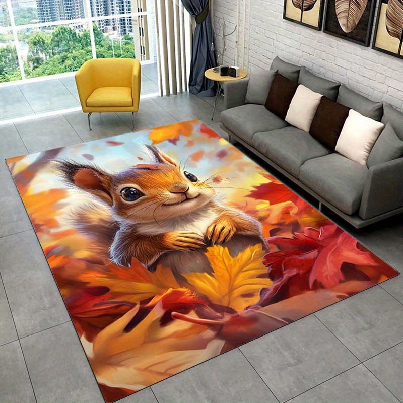 Осенний ковер с белкой для уют – обзор и цена Interior Design Living Room Ideas